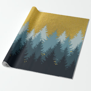 Papier Cadeau Paysage d'or des arbres forestiers