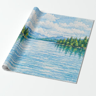 Papier Cadeau Paysage forestier du lac de montagne