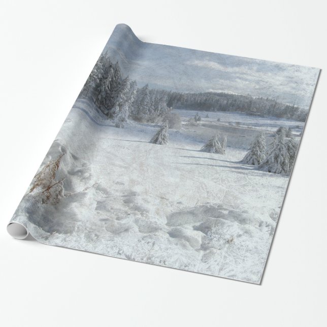 Papier Cadeau Paysage gelé de Noël (Déroulé)