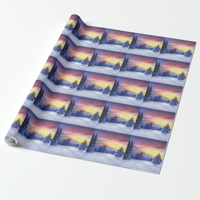 Papier Cadeau Paysage hivernal (Déroulé)