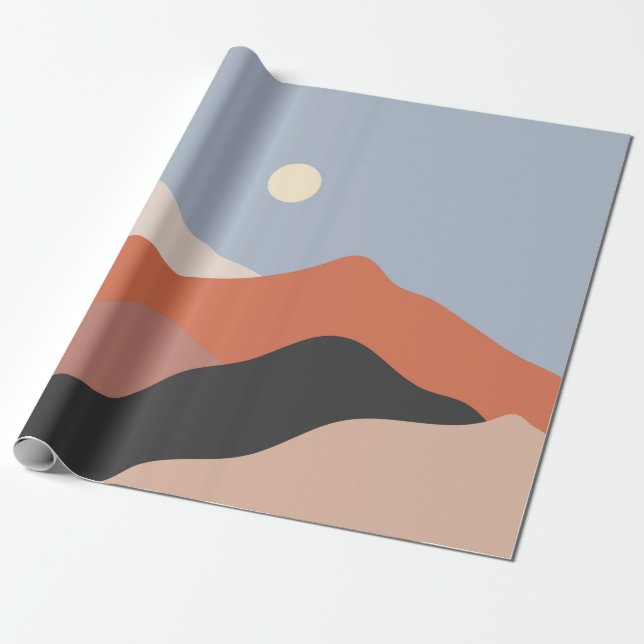 Papier Cadeau Paysage illustrations du milieu du siècle, plan mi (Déroulé)