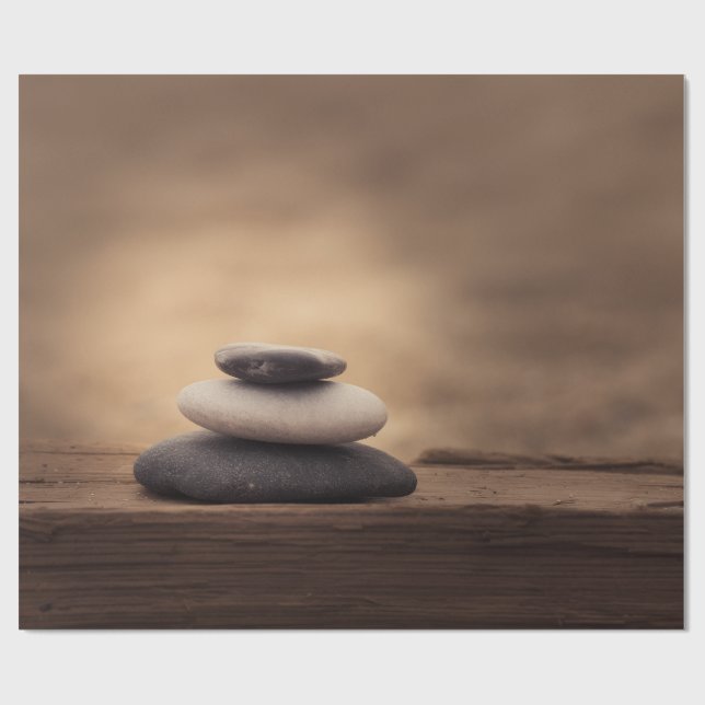 Papier Cadeau Paysage, pierres zen brunes (Plat)
