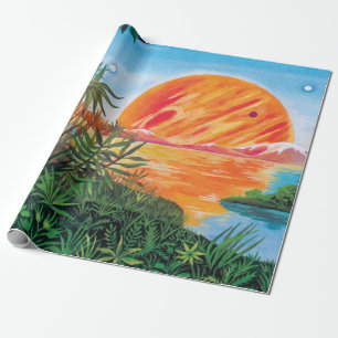 Papier Cadeau Paysage sur Europa - Peinture de science-fiction d