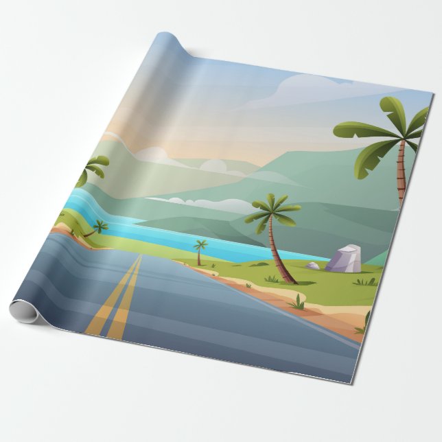 Papier Cadeau Paysage sur la plage (Déroulé)