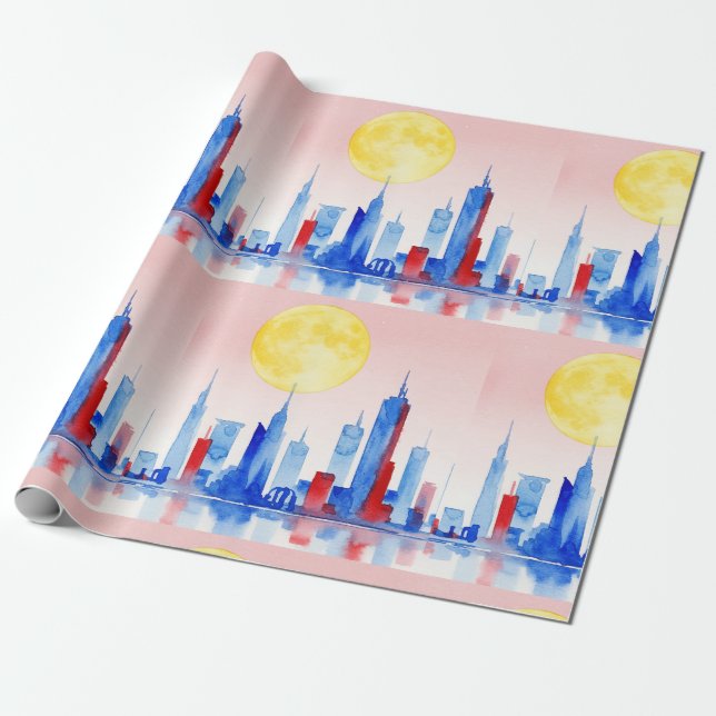 Papier Cadeau Paysage urbain moderne (Déroulé)