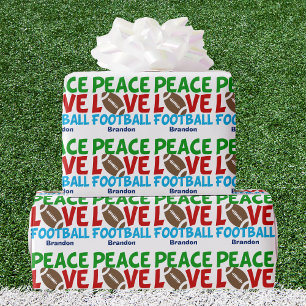 Papier Cadeau Peace Love Football Custom Christmas