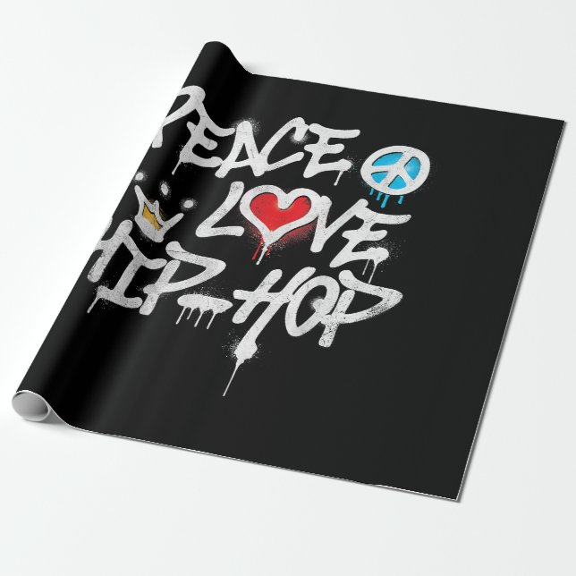 Papier Cadeau Peace Love Hip hop Dancing (Déroulé)