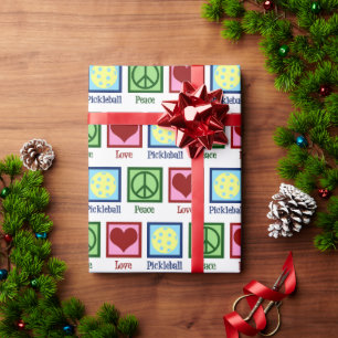 Papier Cadeau Peace Love Pickleball Noël mignon
