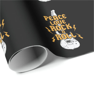 Papier Cadeau Peace Love Rock