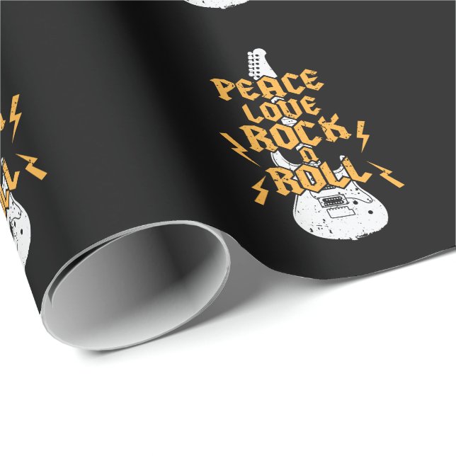 Papier Cadeau Peace Love Rock (Coin rond)
