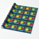 Papier Cadeau Peace Love Tennis Blue Christmas<br><div class="desc">J'adore jouer au tennis. Un joli cadeau de joueur de tennis avec une balle de tennis jaune comme le O in Love. Paix et tennis écrits en bleu et vert.</div>