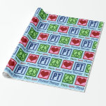 Papier Cadeau Peace Love Thérapie physique Noël<br><div class="desc">Un joli papier d'emballage pour les cadeaux de Noël avec un signe de paix,  un coeur et un PT. Paix Amour Physique Thérapie emballage cadeau.</div>