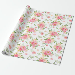 Papier Cadeau Peach et rose Peony Flowers