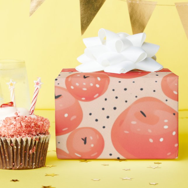 Papier Cadeau Peach Fuzz Abstrait Botanical Fruity Motif 10 (Fête d'anniversaire)