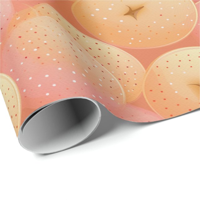Papier Cadeau Peach Fuzz Abstrait Botanical Fruity Motif 17 (Coin rond)