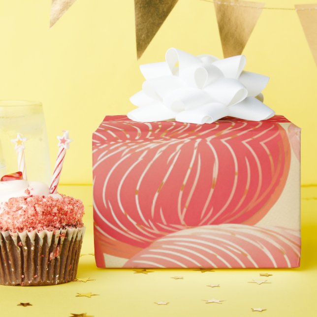 Papier Cadeau Peach Fuzz Abstrait Botanical Fruity Motif 4 (Fête d'anniversaire)