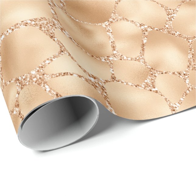 Papier Cadeau Peach Gold Parties scintillant Glam Sparkle Giraff (Coin rond)