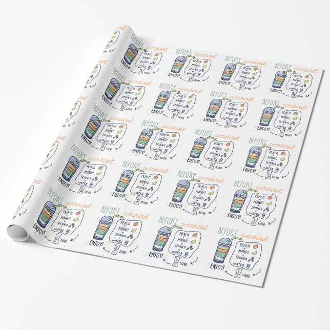 PAPIER CADEAU PEACH MANGO ESINACH EAU SMOOTHIE ALIMENTS SAINS F (Déroulé)