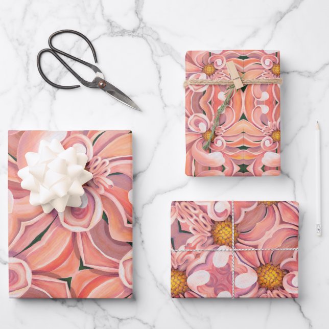 Papier cadeau Peachy Pink Dahlia (Recto)