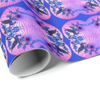 Peacock oriental parasol japonais rose bleu