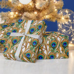 Papier Cadeau Peacock plumes iridescente or de luxe sans soudure<br><div class="desc">Un beau motif Art nouveau inspiré en continu de plumes de paon exquises en faux or, vert et bleu serti contre un arrière - plan blanc qui a inspiré art nouveau délicat détail ligne. Ce design a un look intemporel, élégant et élégant et est idéal pour un usage professionnel et...</div>