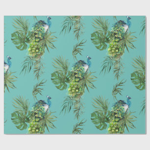 Papier Cadeau Peacock & Tropical Feuille Motif
