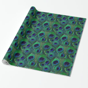 Papier cadeau Peacock vert et bleu