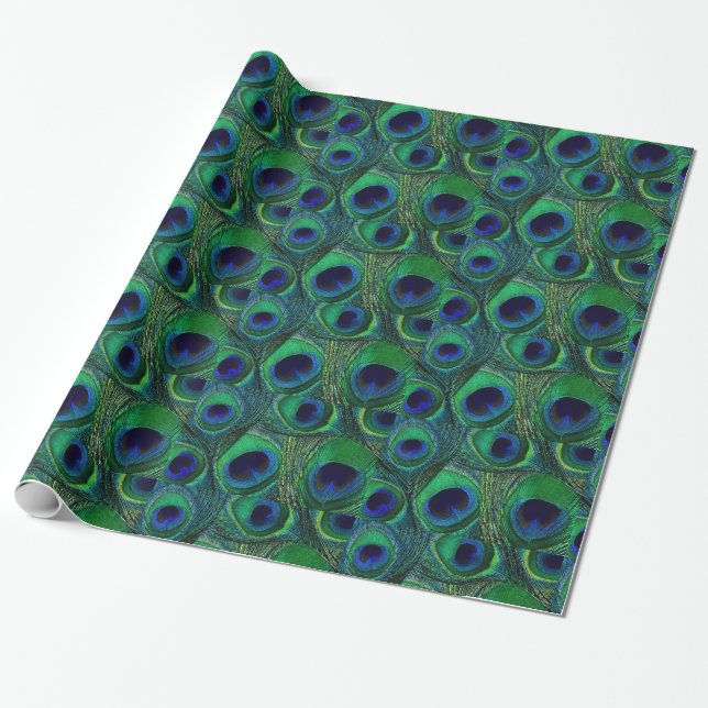 Papier cadeau Peacock vert et bleu (Déroulé)