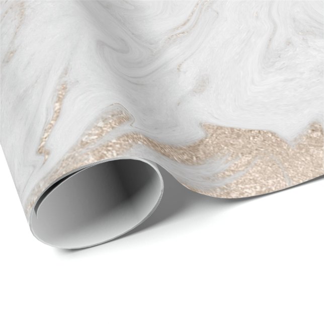 Papier Cadeau Pearly Ivor Pastel Blanc Gris Marbre Glam (Coin rond)