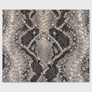 Papier Cadeau Peau de serpent cristal argent Luxe