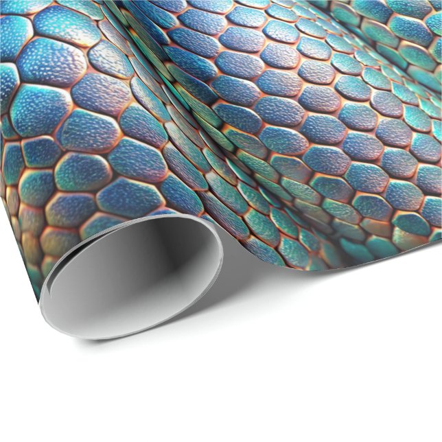Papier Cadeau Peau de serpent violet et bleu ombré (Coin rond)