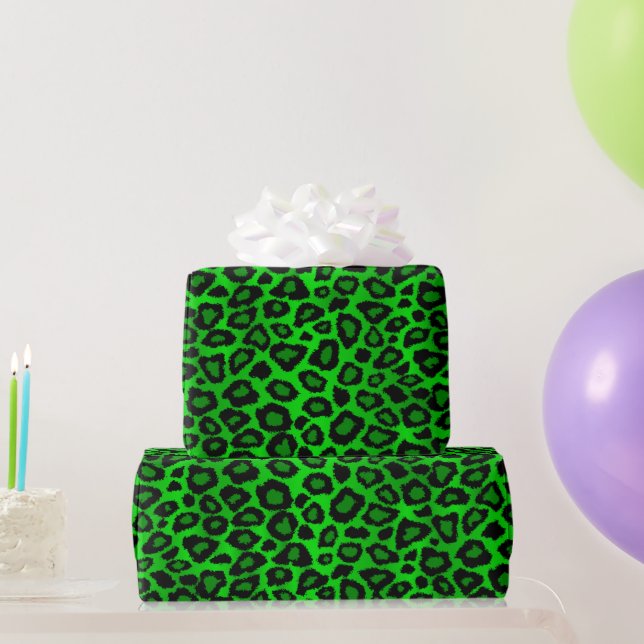 Papier Cadeau Peau verte du léopard exotique (Cadeaux de fête)