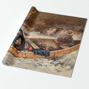 Papier Cadeau "Pêche à la truite" Art occidental de Frank Feller