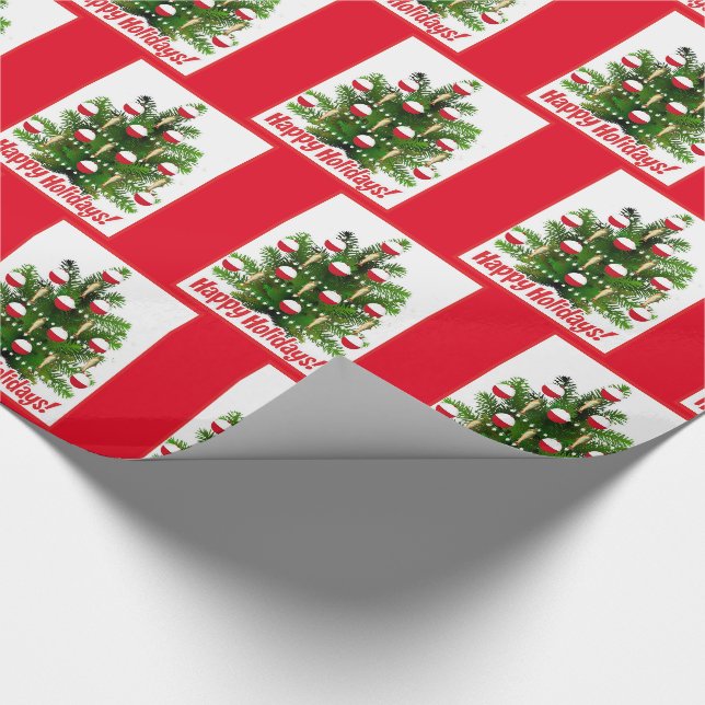 Papier Cadeau Pêche Noël Fête des Ornements (Coin)