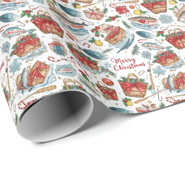 Papier Cadeau Pêche sac cadeau de Noël (Coin rond)