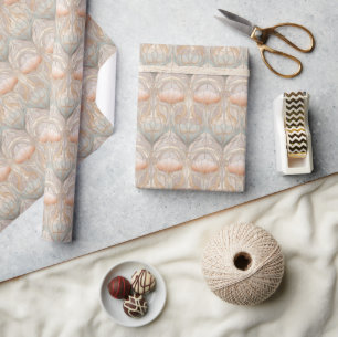Papier Cadeau Pêche Sérène Floral Nouveau