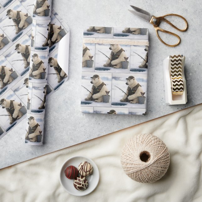 Papier Cadeau Pêche sur glace d'ours polaire (Artisanat)