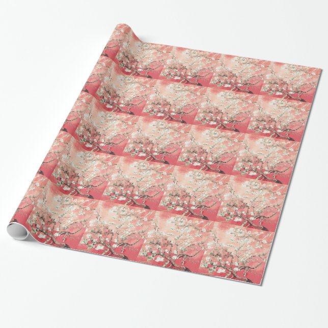 Papier Cadeau Pêche Van Gogh Amandes en fleurs (Déroulé)