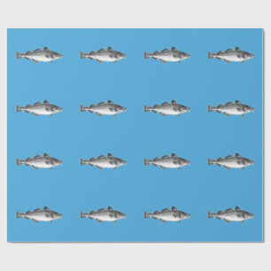 Papier Cadeau Pêche vintage d'eau de mer - morue atlantique