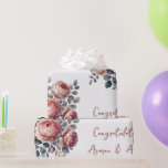 Papier Cadeau Pêcher les pivoines sur le Mariage personnalisé bl<br><div class="desc">Magnifique Peonies de pêche sur un arrière - plan blanc clair,  également personnalisée avec les noms de mariée et de marié. Conçu pour la douche nuptiale ou mariage,  anniversaire et autres.</div>