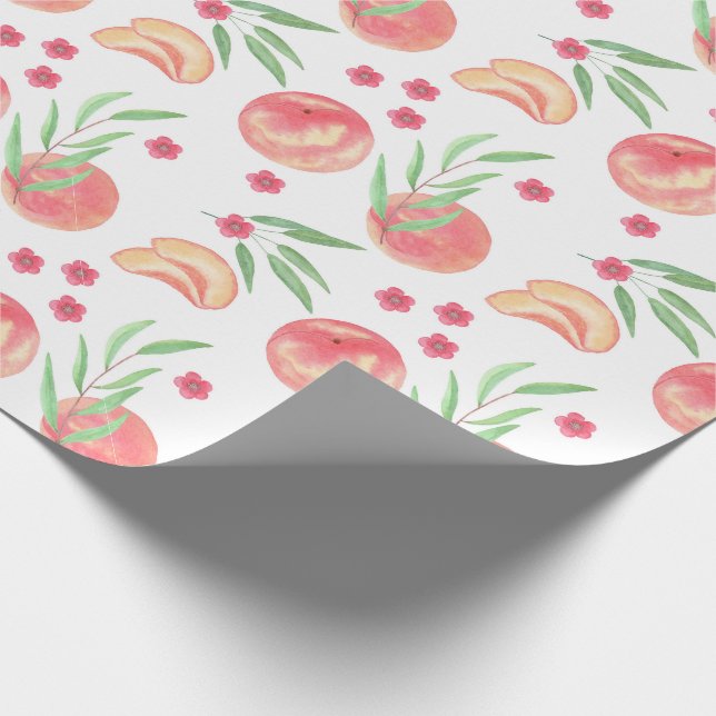Papier Cadeau pêches fruits personnalisé fleurs de fruits jardin (Coin)