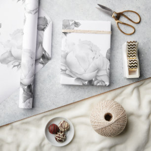 Papier Cadeau Peine blanche noire élégante aquarelle florale art