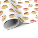 Papier Cadeau Peint à la main, mignon Hannukah doughnut motif Wr<br><div class="desc">À l'origine peinte à la main,  cette enveloppe-cadeau à motif de beignet de Hannukah (sufganiyot) apportera un sourire au visage de n'importe quel destinataire! Jetez du sac !</div>