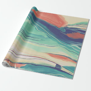 Papier Cadeau Peinture à la main abstraite peinture marbré bleu 