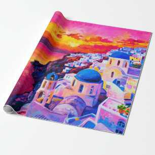 Papier Cadeau  peinture à l'huile sur toile. Coucher de soleil s