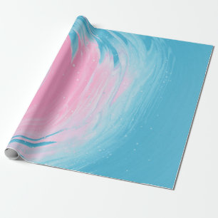 PAPIER CADEAU PEINTURE ABSTRAITE BLEU ET ROSE 2