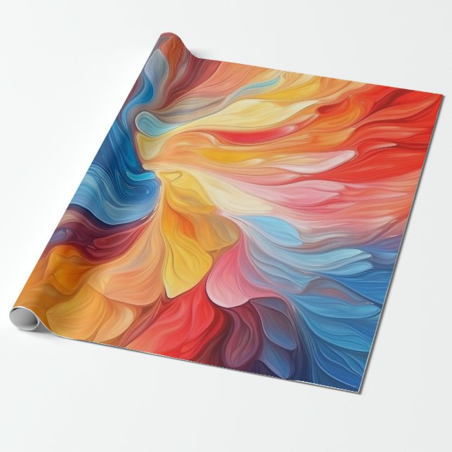 Papier Cadeau Peinture Abstraite colorée Art (4) (Déroulé)