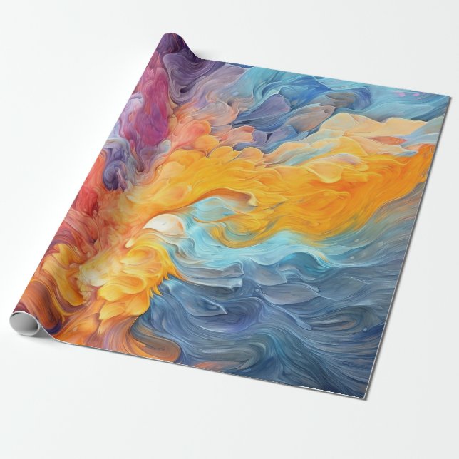 Papier Cadeau Peinture Abstraite colorée Art (8) (Déroulé)