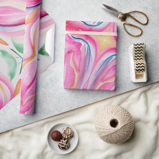 Papier Cadeau Peinture Abstraite d'aquarelle florale (Artisanat)