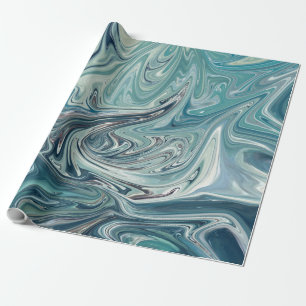 Papier Cadeau Peinture abstraite de la mer bleue